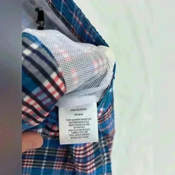 Bugatchi NEW Men’s Red White and Blue Plaid Textured Lightweight Swim Trunks - Picture 6 of 13